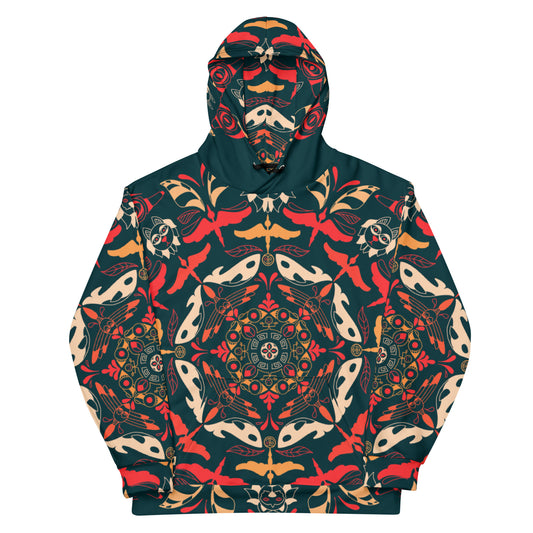 HUNIHOODS — Killing Season — teal and red hoodie